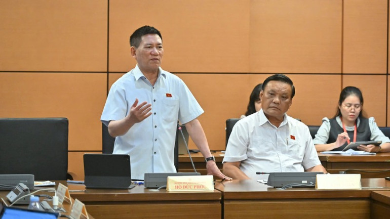 Phó Thủ tướng Chính phủ Hồ Đức Phớc phát biểu tại phiên thảo luận tổ. (Ảnh: THỦY NGUYÊN)