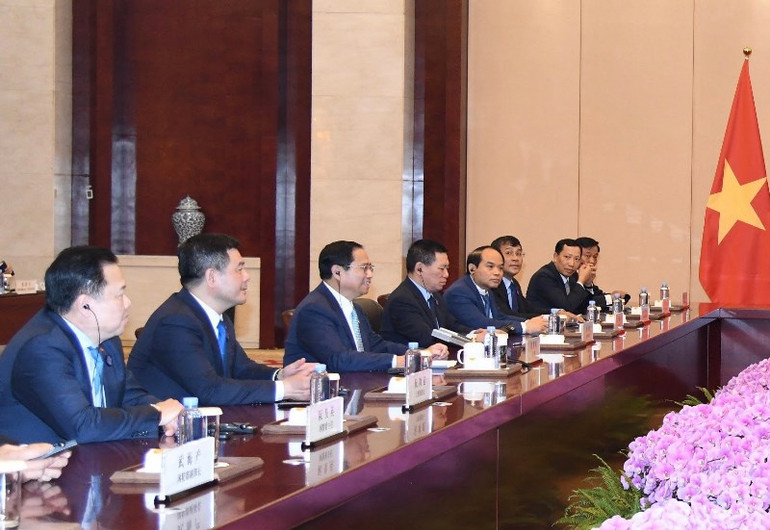 Thủ tướng Phạm Minh Chính tại hội đàm. (Ảnh: THANH GIANG)