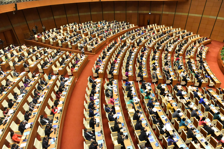 Các đại biểu Quốc hội tại phiên họp sáng 20/5. (Ảnh: LINH KHOA)