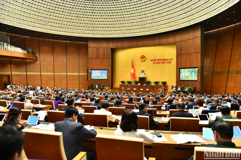 Quang cảnh phiên khai mạc Kỳ họp thứ 5, Quốc hội khóa XV. (Ảnh: THỦY NGUYÊN)