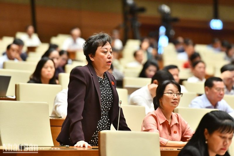 Đại biểu Phạm Khánh Phong Lan (TP Hồ Chí Minh) phát biểu. (Ảnh: ĐĂNG KHOA)