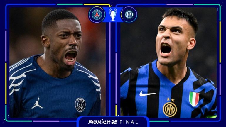 Màn chạm trán giữa Ousmane Dembélé (trái) và Lautaro Martínez đang rất được chờ đợi tại chung kết Champions League đêm nay. (Ảnh: UEFA)