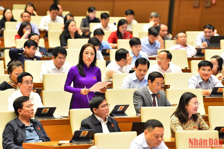 Đại biểu Trần Khánh Thu (Thái Bình). (Ảnh: THỦY NGUYÊN)