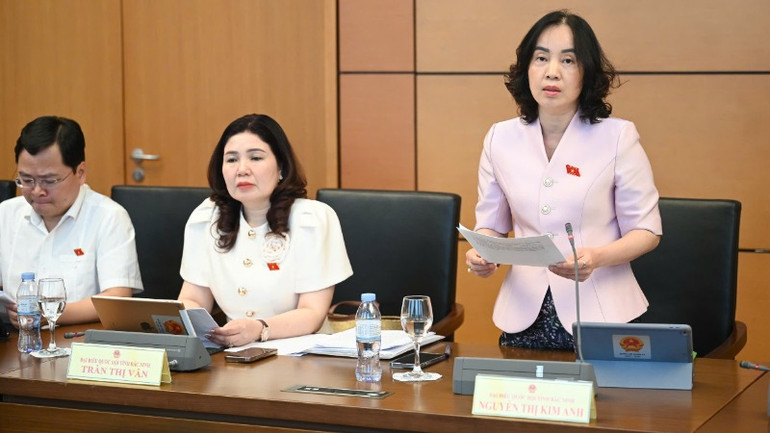 Đại biểu Nguyễn Thị Kim Anh (Bắc Ninh) phát biểu. (Ảnh: DUY LINH)