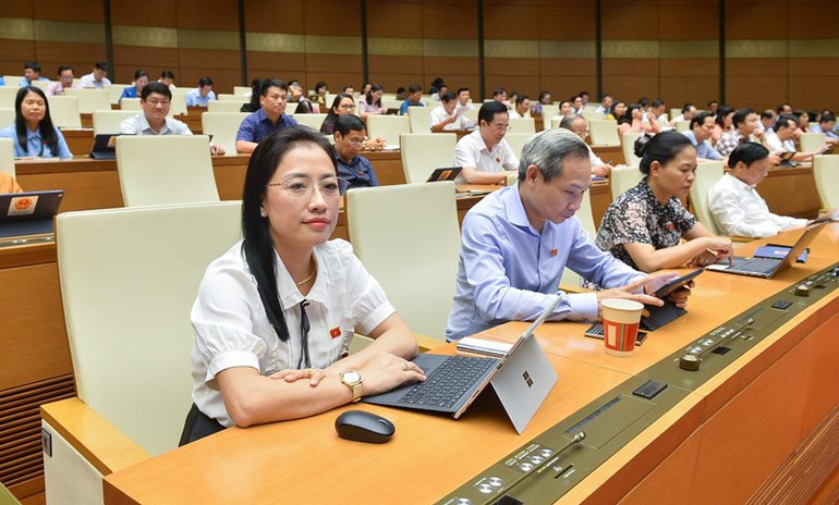 Các đại biểu Quốc hội tham dự phiên họp chiều 2/6. (Ảnh: THỦY NGUYÊN)