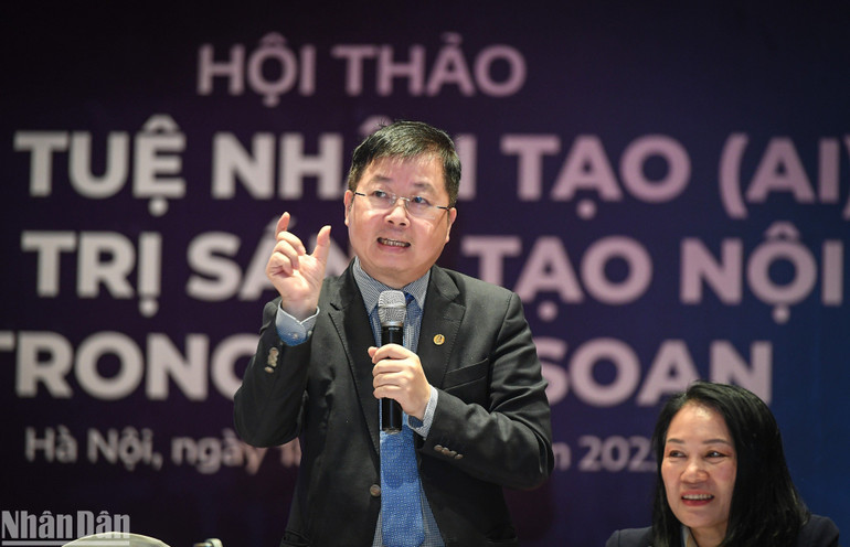 Thứ trưởng Thông tin và Truyền thông Nguyễn Thanh Lâm phát biểu tại hội thảo. (Ảnh: THÀNH ĐẠT)