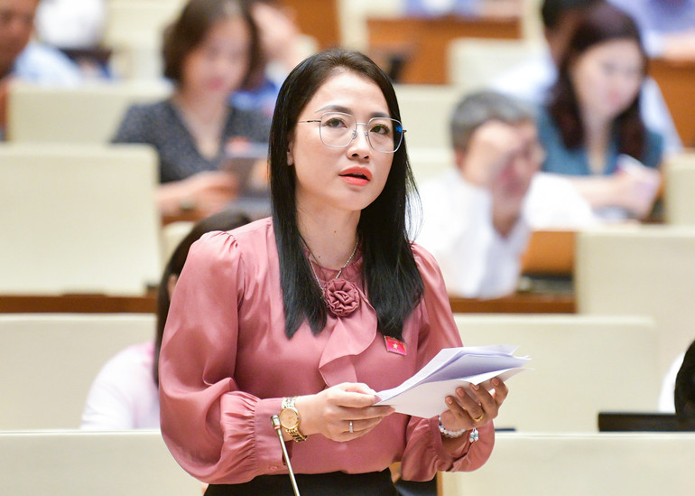 Đại biểu Trần Khánh Thu (Thái Bình) phát biểu. (Ảnh: ĐĂNG KHOA) Đại biểu Trần Khánh Thu (Thái Bình) phát biểu. (Ảnh: ĐĂNG KHOA)