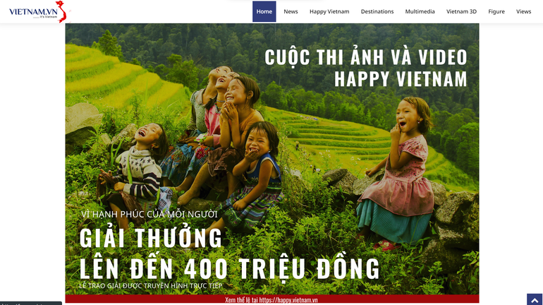 Banner Cuộc thi “Happy Vietnam 2023” trên nền tảng https://vietnam.vn. (Ảnh chụp màn hình)