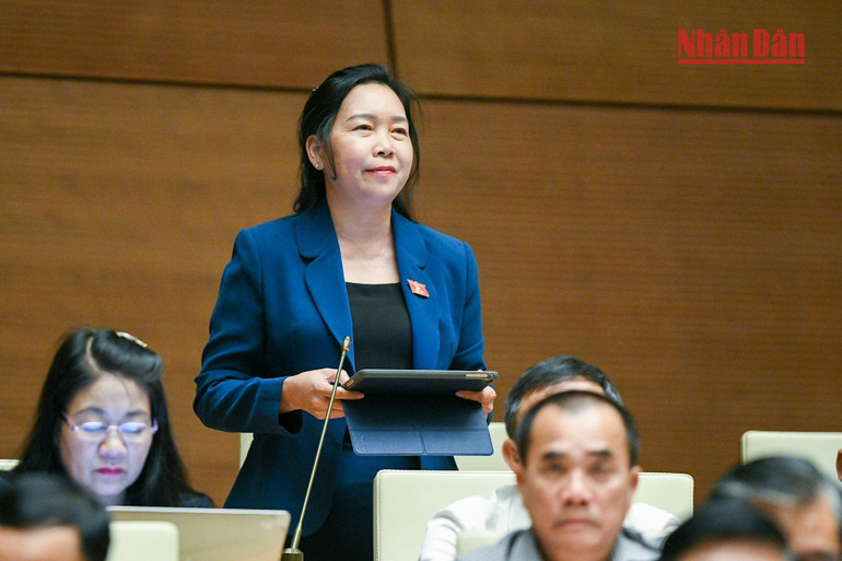 Đại biểu Lý Tiết Hạnh (Bình Định) phát biểu. (Ảnh: DUY LINH) Đại biểu Lý Tiết Hạnh (Bình Định) phát biểu. (Ảnh: DUY LINH)