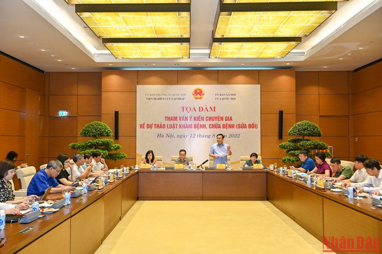 Tọa đàm tham vấn ý kiến chuyên gia về dự thảo Luật Khám bệnh, chữa bệnh (sửa đổi). (Ảnh: DUY LINH)