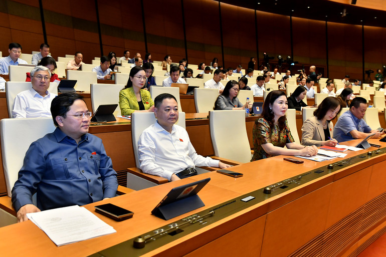 Các đại biểu Quốc hội tham dự phiên họp sáng 22/11. (Ảnh: ĐĂNG KHOA)