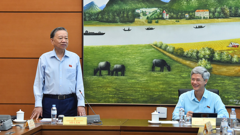 Tổng Bí thư Tô Lâm phát biểu tại Tổ 12. (Ảnh: THỦY NGUYÊN)