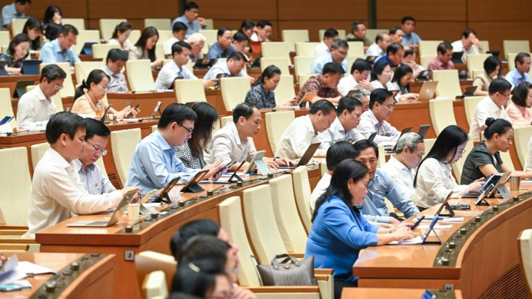 Đại biểu tham gia phiên họp. (Ảnh: BÙI GIANG)