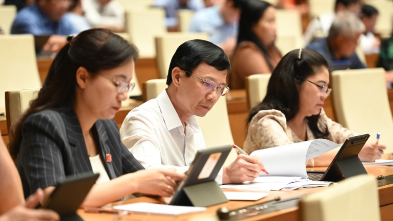 Đại biểu tham gia phiên họp. (Ảnh: BÙI GIANG)