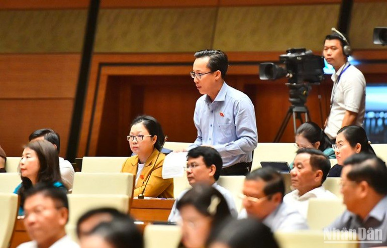 Đại biểu Trịnh Minh Bình (Vĩnh Long) phát biểu. (Ảnh: ĐĂNG KHOA)