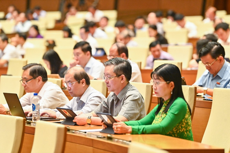 Các đại biểu Quốc hội tại phiên họp sáng 26/5. (Ảnh: DUY LINH)