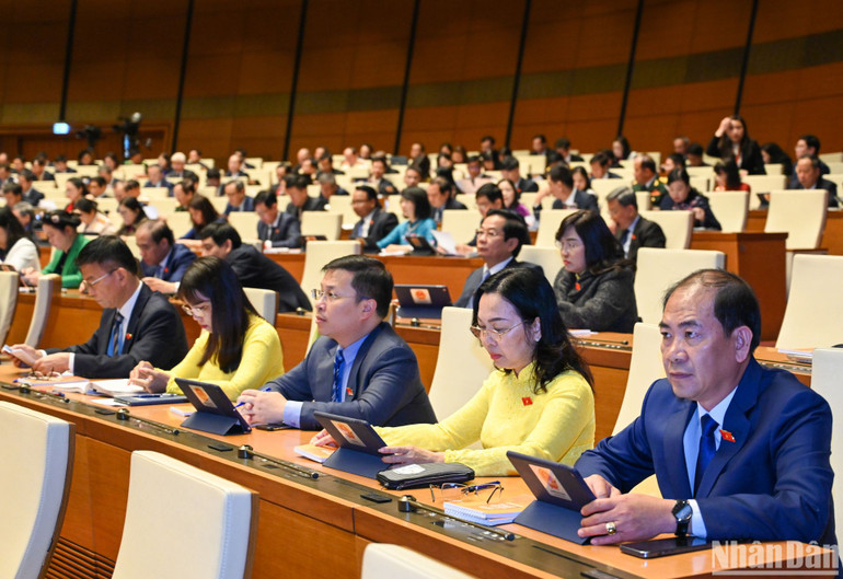 Các đại biểu Quốc hội tại phiên khai mạc Kỳ họp bất thường lần thứ hai, Quốc hội khóa XV sáng 5/1. (Ảnh: DUY LINH)