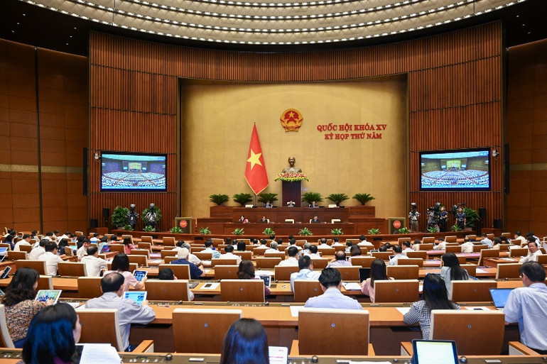 Quang cảnh phiên họp của Quốc hội ngày 19/6. (Ảnh: DUY LINH)