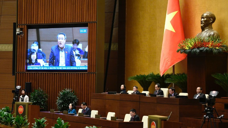 Quang cảnh phiên thảo luận của Quốc hội chiều 27/11. (Ảnh: DUY LINH) Quang cảnh phiên thảo luận của Quốc hội chiều 27/11. (Ảnh: DUY LINH)