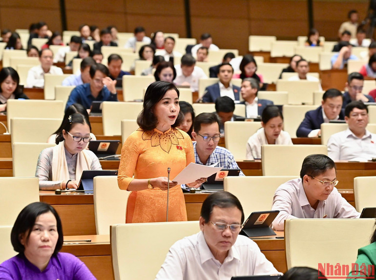 Đại biểu Nguyễn Thị Thu Nguyệt (Đắk Lắk) phát biểu. Ảnh: ĐĂNG KHOA