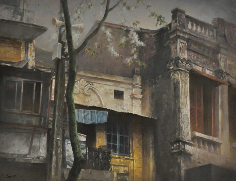 Một sớm xuân - tác giả Đặng Hiệp, chất liệu sơn dầu.