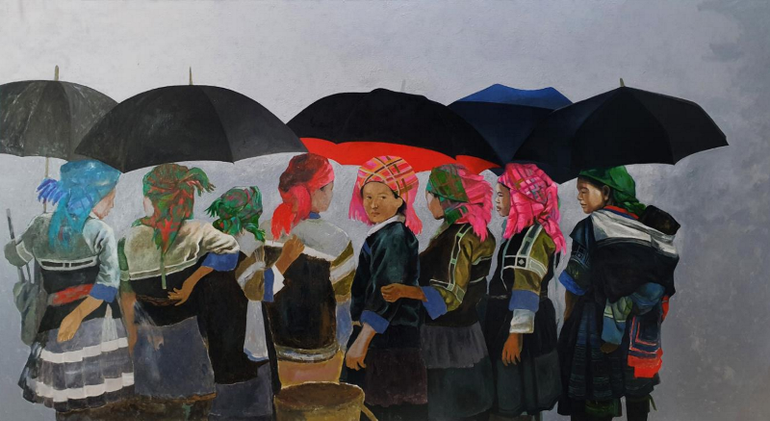 Chuyện riêng - tác giả Nguyễn Mạnh Cường, chất liệu sơn dầu.