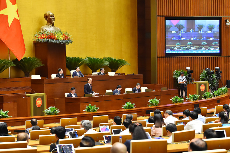 Chủ nhiệm Ủy ban Pháp luật của Quốc hội Hoàng Thanh Tùng phát biểu. (Ảnh: THỦY NGUYÊN)