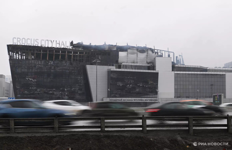 Ngọn lửa đã được khống chế tại trung tâm thương mại Crocus City Hall sau vụ tấn công. (Ảnh: RIA Novosti) Ngọn lửa đã được khống chế tại trung tâm thương mại Crocus City Hall sau vụ tấn công. (Ảnh: RIA Novosti)