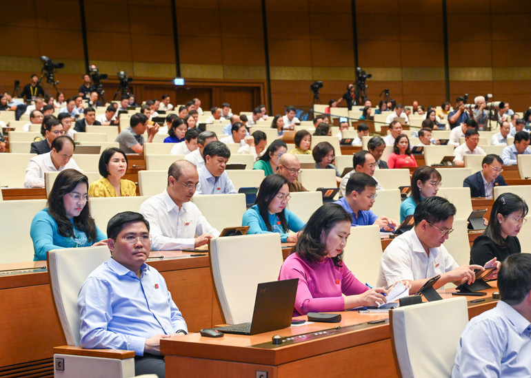 Các đại biểu Quốc hội tại phiên họp chiều 22/5. (Ảnh: DUY LINH)