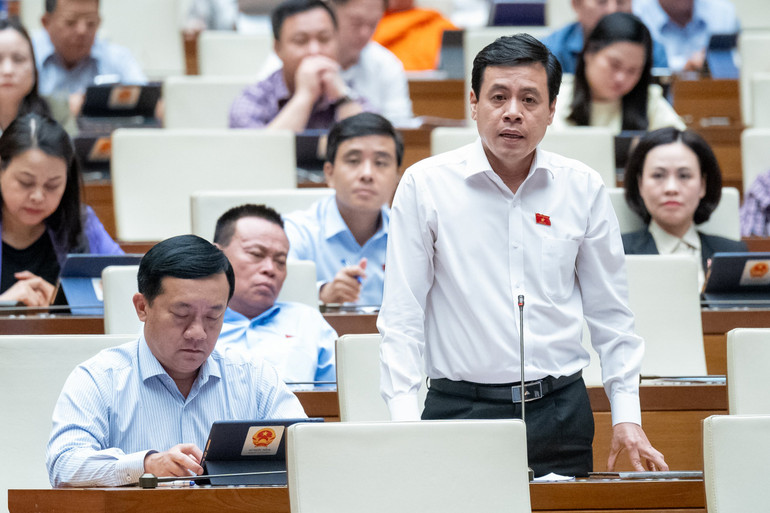 Đại biểu Trần Anh Tuấn (Thành phố Hồ Chí Minh) phát biểu. (Ảnh: ĐĂNG KHOA)