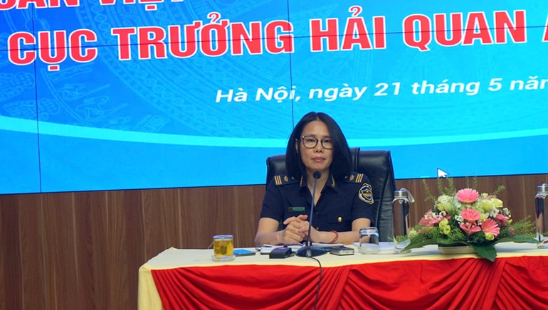 Bà Nguyễn Thị Việt Nga, Phó Vụ trưởng Vụ Hợp tác quốc tế, Tổng cục Hải quan chia sẻ thông tin về hội nghị. (Ảnh: TRUNG HƯNG)
