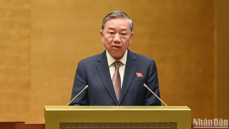 Tổng Bí thư Ban Chấp hành Trung ương Đảng Cộng sản Việt Nam, Chủ tịch nước Cộng hòa xã hội chủ nghĩa Việt Nam Tô Lâm phát biểu. (Ảnh: DUY LINH)