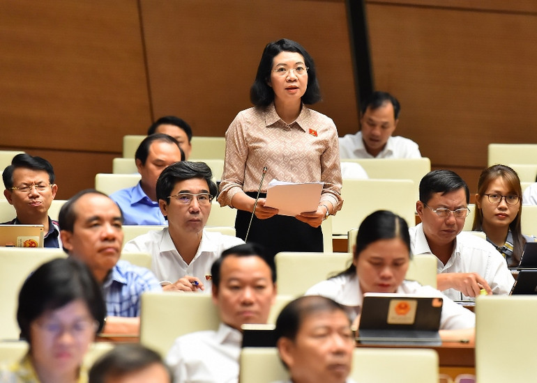 Đại biểu Mai Thị Phương Hoa - Đoàn đại biểu Quốc hội tỉnh Nam Định. (Ảnh: THỦY NGUYÊN)