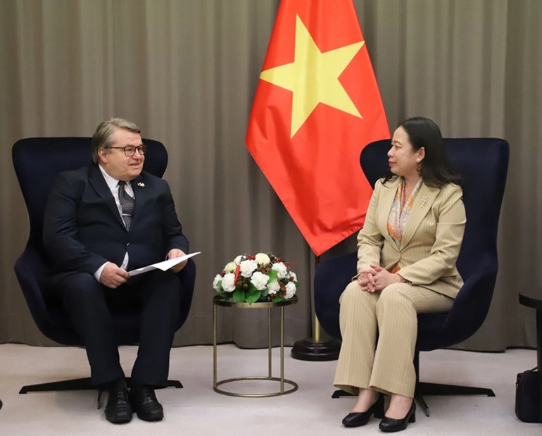 Phó Chủ tịch nước Võ Thị Ánh Xuân tiếp Phó Chủ tịch Hội hữu nghị Séc-Việt Jaroslav Vitek. (Ảnh: VOV)