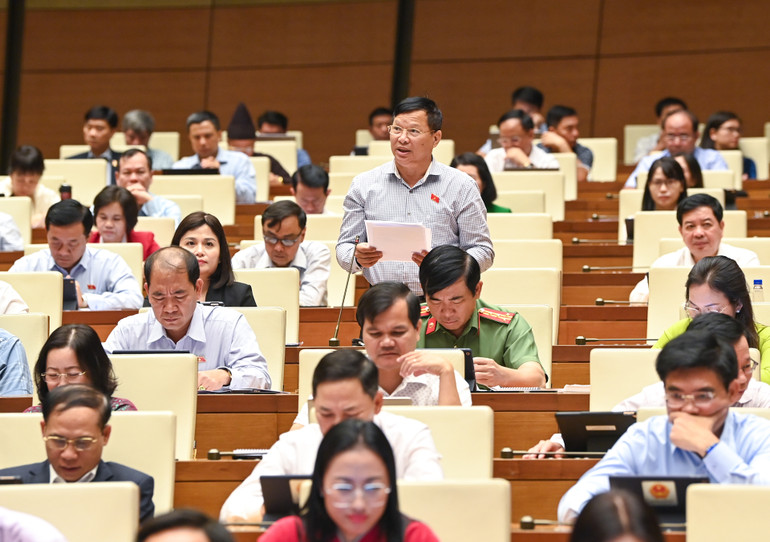 Đại biểu Trần Văn Tiến (Vĩnh Phúc) phát biểu. (Ảnh: DUY LINH)