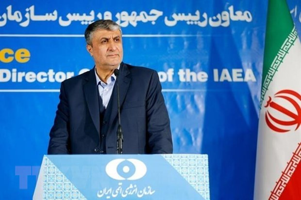 Người đứng đầu Tổ chức Năng lượng nguyên tử Iran (AEOI), ông Mohammad Eslami phát biểu tại cuộc họp báo ở Tehran, ngày 4/3/2023. (Ảnh: IRNA/TTXVN) Người đứng đầu Tổ chức Năng lượng nguyên tử Iran (AEOI), ông Mohammad Eslami phát biểu tại cuộc họp báo ở Tehran, ngày 4/3/2023. (Ảnh: IRNA/TTXVN)