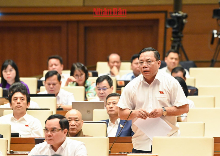 Giám đốc Công an thành phố Hà Nội, đại biểu Quốc hội Nguyễn Hải Trung. (Ảnh: DUY LINH)