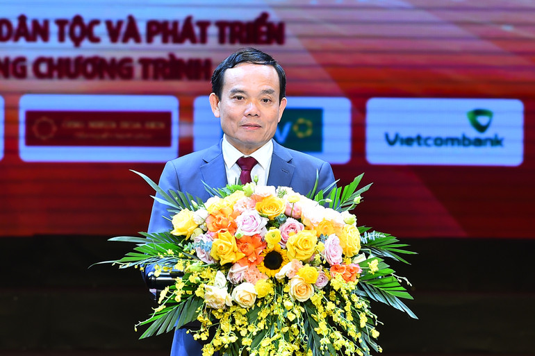Phó Thủ tướng Trần Lưu Quang phát biểu tại Lễ tuyên dương học sinh, sinh viên, thanh niên dân tộc thiểu số xuất sắc, tiêu biểu lần thứ X, năm 2023.