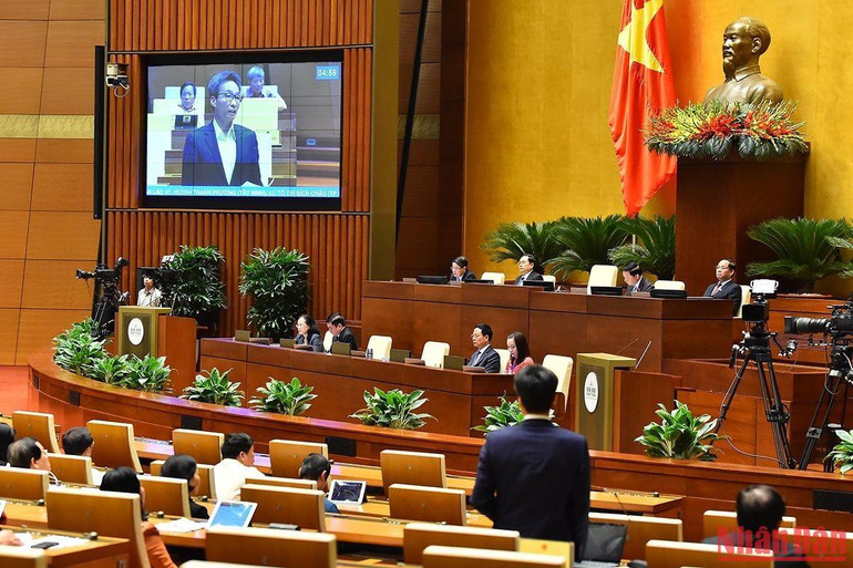 Phó Thủ tướng Chính phủ Vũ Đức Đam phát biểu tại phiên chất vấn. (Ảnh: THỦY NGUYÊN)