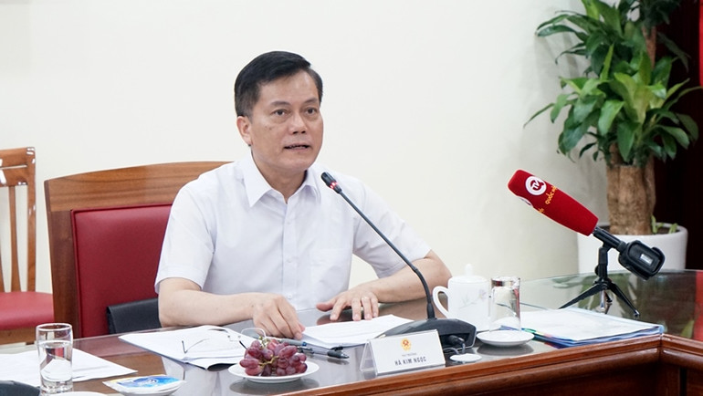 Thứ trưởng Ngoại giao Hà Kim Ngọc, Trưởng Ban Chỉ đạo công tác ngoại giao văn hóa phát biểu tại hội nghị. (Ảnh: TRUNG HƯNG)