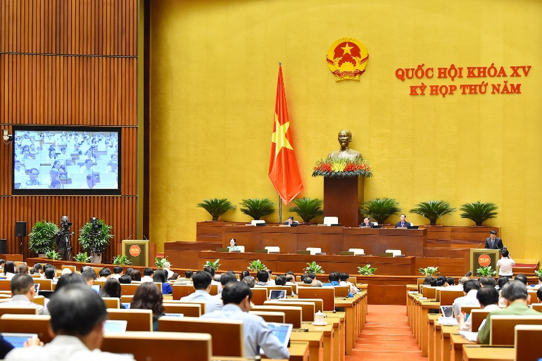 Quang cảnh phiên họp của Quốc hội sáng 2/6. (Ảnh: THỦY NGUYÊN)