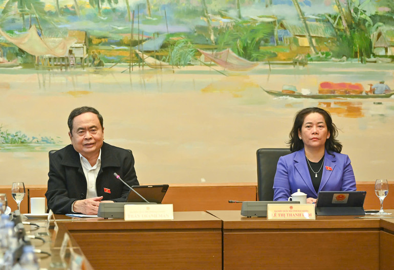 Chủ tịch Quốc hội Trần Thanh Mẫn phát biểu ý kiến tại phiên thảo luận tổ. (Ảnh: DUY LINH)