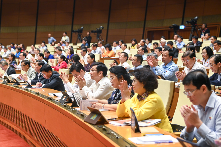 Các đại biểu Quốc hội dự phiên họp sáng 28/11. (Ảnh: DUY LINH)