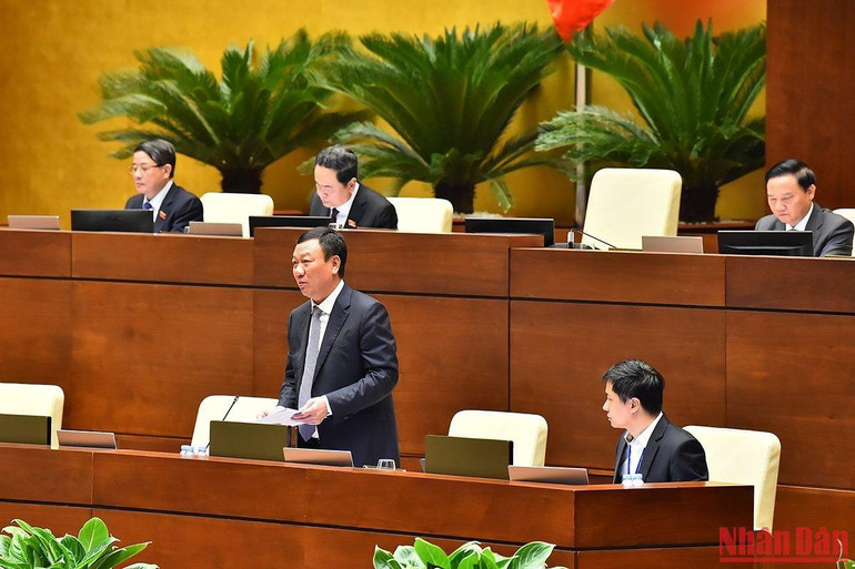 Tổng Thanh tra Chính phủ Đoàn Hồng Phong trả lời chất vấn của các đại biểu Quốc hội. (Ảnh: THỦY NGUYÊN)