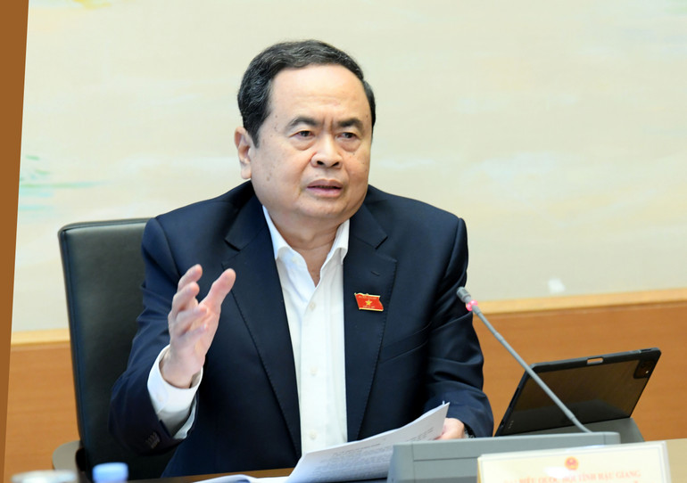 Chủ tịch Quốc hội Trần Thanh Mẫn phát biểu tại phiên họp. (Ảnh: DUY LINH)