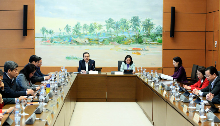 Chủ tịch Quốc hội Trần Thanh Mẫn phát biểu tại phiên họp. (Ảnh: DUY LINH)