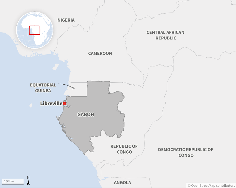 Vị trí của Gabon trên bản đồ châu Phi.