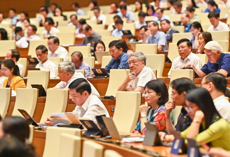 Các đại biểu Quốc hội dự phiên họp sáng 26/5. (Ảnh: DUY LINH)