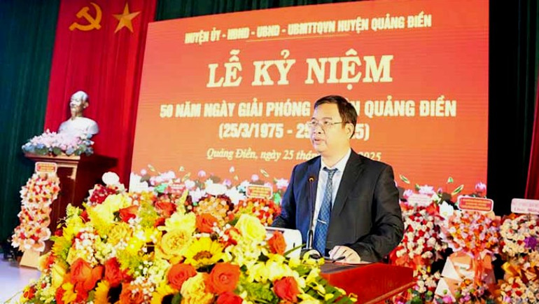 Đồng chí Phó Bí thư Thường trực Thành ủy Phạm Đức Tiến phát biểu tại lễ kỷ niệm.