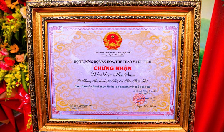 Lễ hội truyền thống “Lễ hội Điện Huệ Nam” được Bộ Văn hóa, Thể thao và Du lịch đưa vào Danh mục di sản văn hóa phi vật thể quốc gia tại Quyết định số 3981/QĐ-BVHTTDL ngày 10/12/2024.